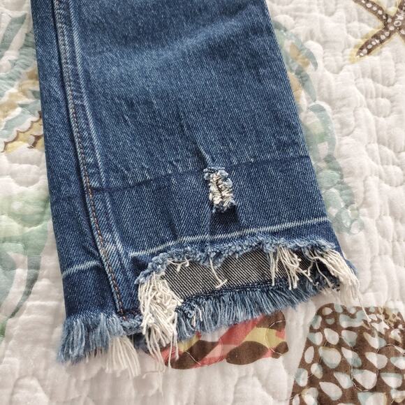 Abercrombie & Fitch Curve Love The Skinny High Rise Jeans Raw Hem Size 24S Dark - Picture 10 of 16